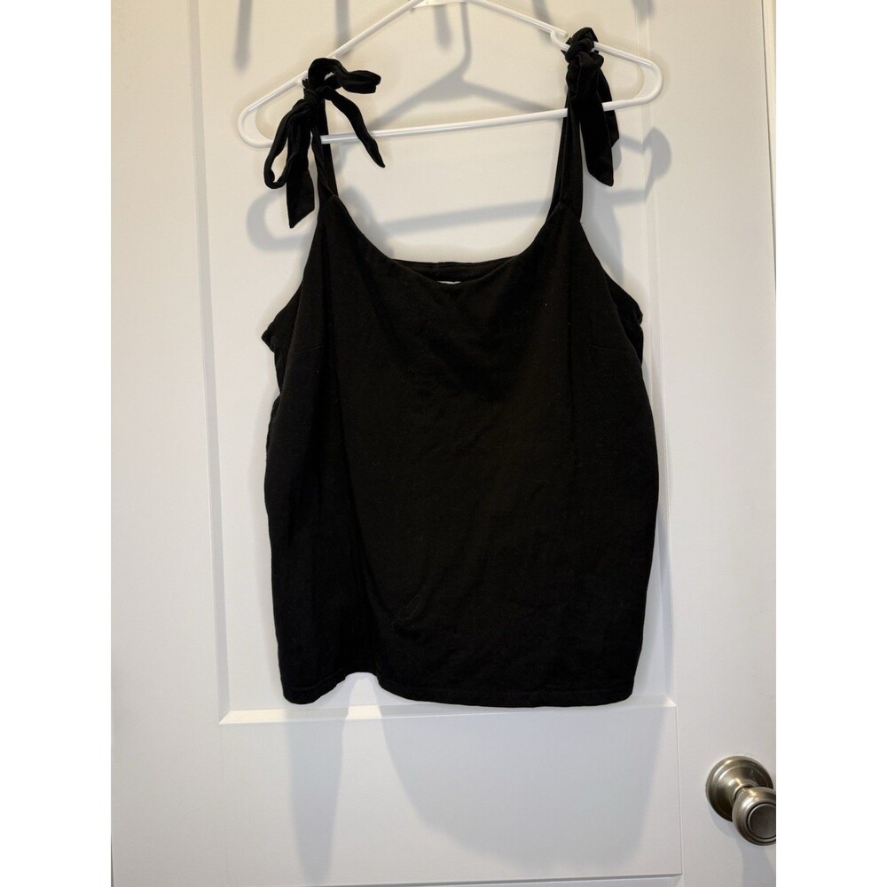 J Crew Tank Top Women's Large Black Tie-Shoulder Beach Summer Cottagecore